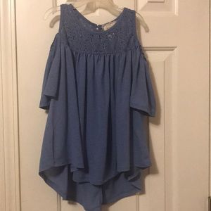 NWT Btween Blue Cold-Shoulder Top